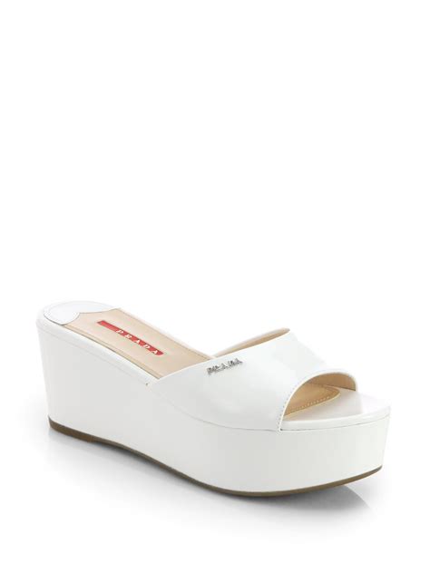 white prada slides|prada platform slides.